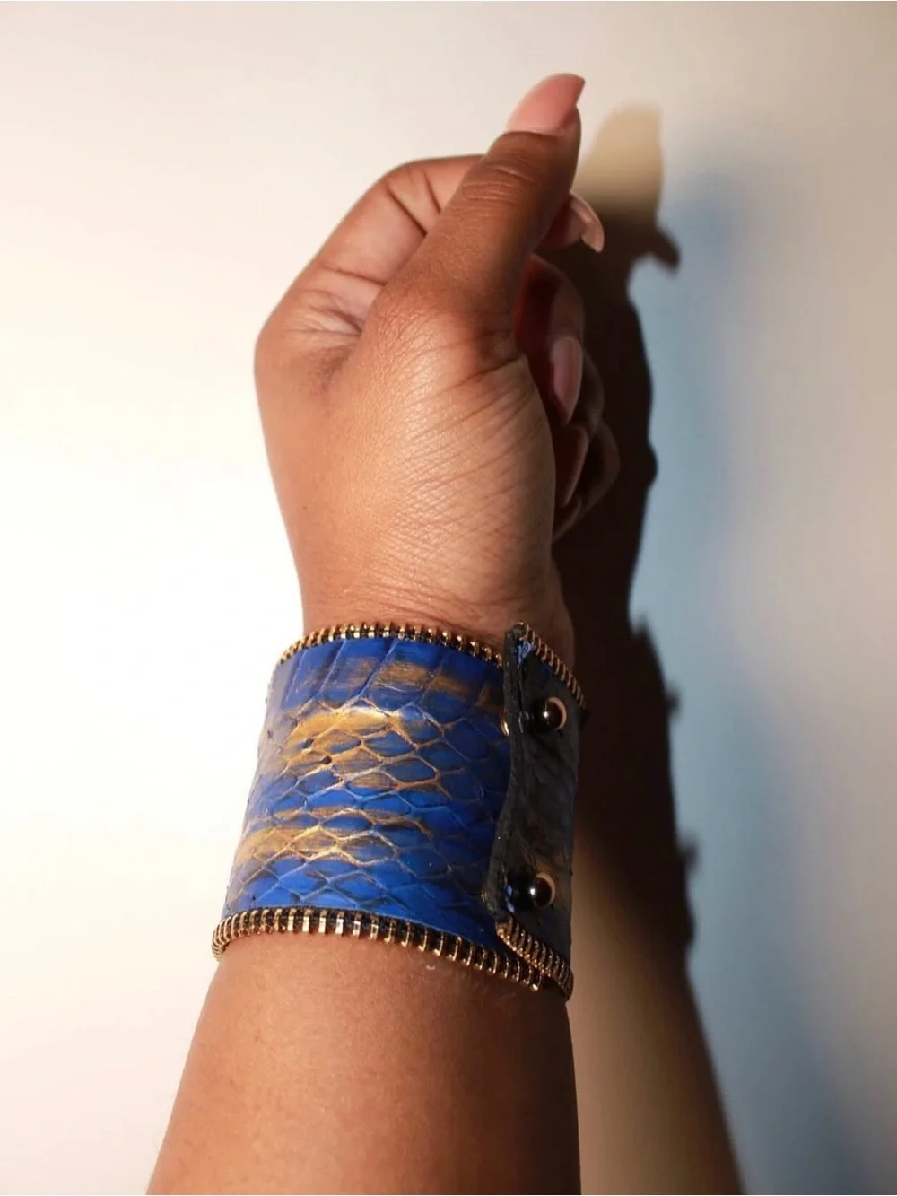 Blue Marbled Wide Cuff Bracelet - Unbranded